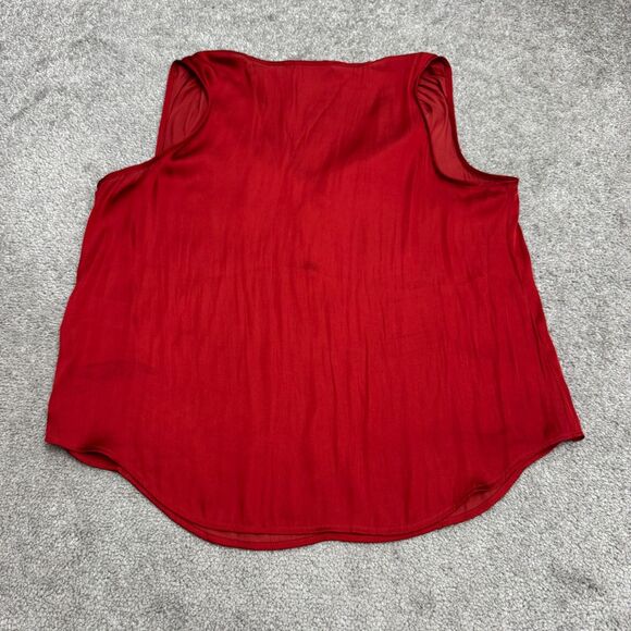 Banana Republic Satin Blouse Tank Top Womens Medium Autumn Orange Split Neck - Picture 2 of 12